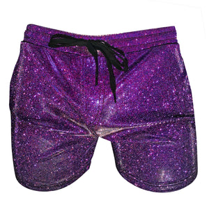 Glitter Shorts with Pockets - Purple