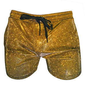 Glitter Shorts with Pockets - Gold