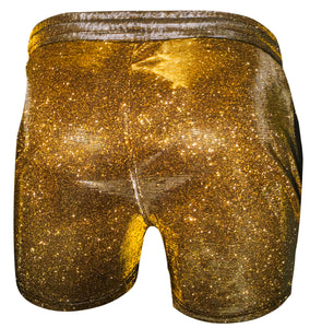 Glitter Shorts with Pockets - Gold