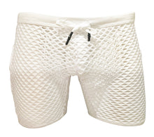 Load image into Gallery viewer, Fishnet Gym Shorts with side pockets - White

