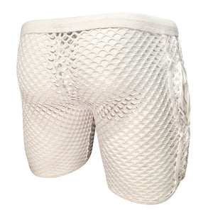 Fishnet Gym Shorts with side pockets - White