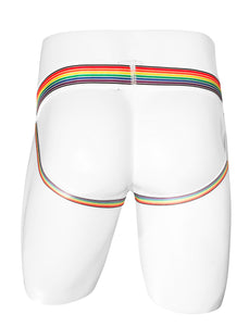 Rainbow Waistband Jock White Cotton