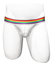 Load image into Gallery viewer, Rainbow Waistband Jock White Cotton
