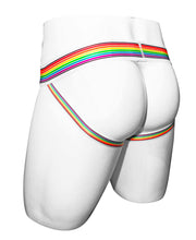 Load image into Gallery viewer, Rainbow Waistband Jock White Cotton
