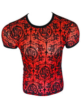 Load image into Gallery viewer, Day of Dead Mesh Tee - Red
