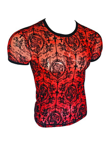 Day of Dead Mesh Tee - Red