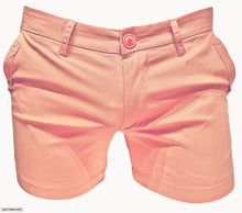 Load image into Gallery viewer, Light pink chino shorts with side pockets and belt loops
