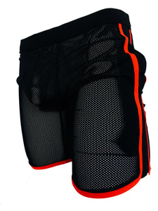 Knobs Sports Mesh GYM Shorts-Black With Red