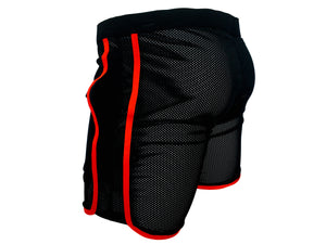 Knobs Sports Mesh GYM Shorts-Black With Red