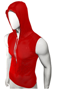 Sports Mesh Hooded Tank Red