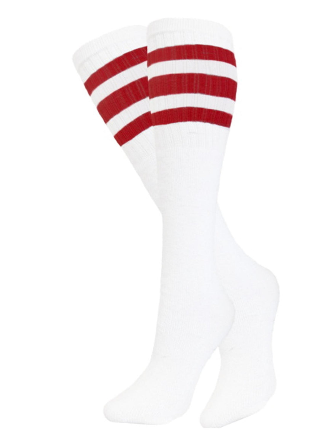 Tube Socks 3 OR 6 Pair Pack - White Red