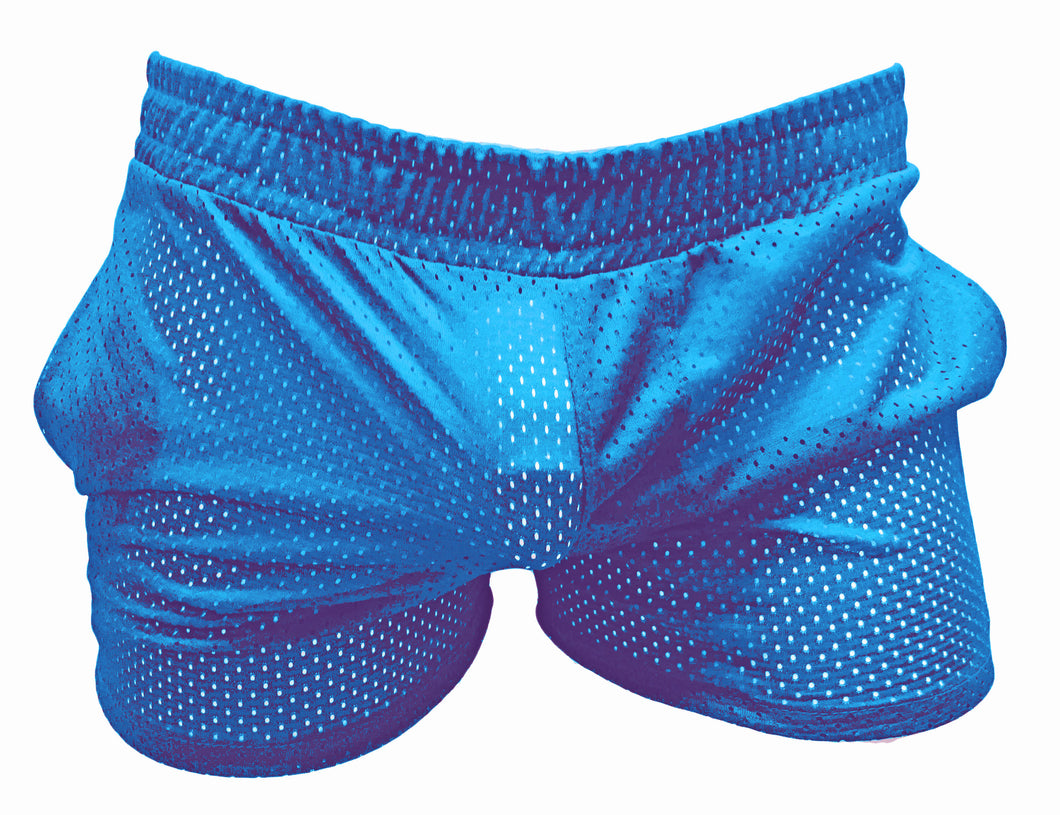 See Thru Short Shorts Sports Mesh Electric Blue