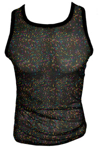 Glitter Mesh Tank - Black Multi