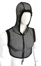 Load image into Gallery viewer, Hooded Crop Tank - Black Fishnet
