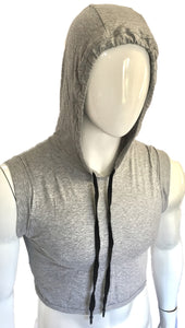 Hooded Crop Tank - Grey Cotton