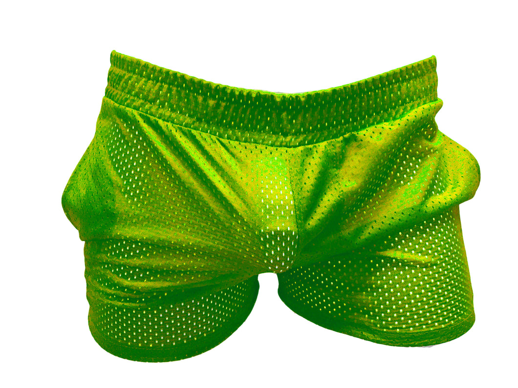 See Thru Short Shorts Sports Mesh Lime - Neon Green