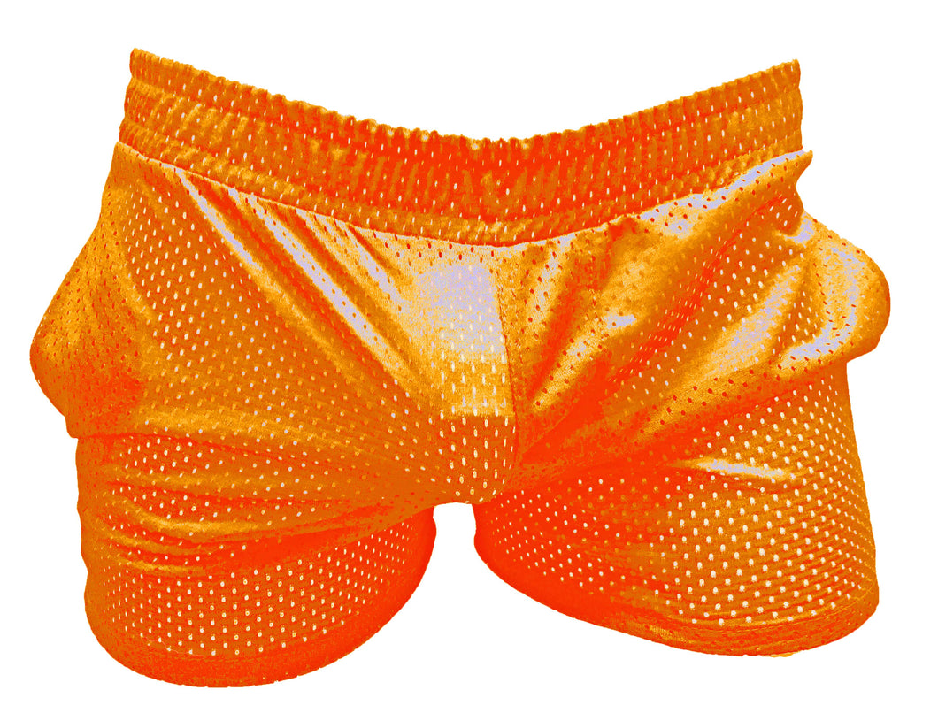 See Thru Short Shorts Sports Mesh Neon Orange